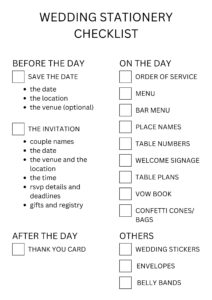 Complete Ready Made Wedding Stationery Checklist (2023)
